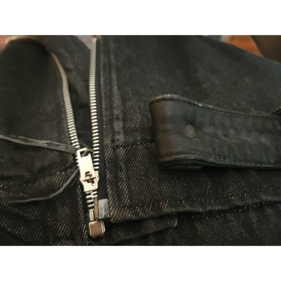 HUK.A.POO Vintage Jeans Jacket Men's Leather trimmed moto grunge RARE - Picture 7 of 9